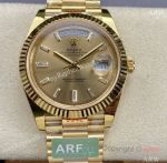 1:1 Clone Rolex Day-date 40 Yellow Gold Baguette Diamonds 3235 Watch